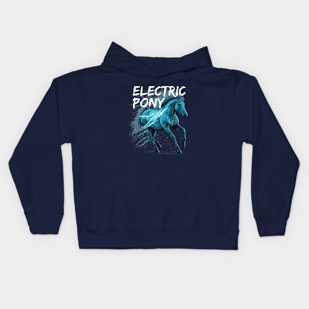 Blue Electric Pony Kids Hoodie by zealology